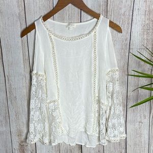 Boho gypsy white cold shoulder top